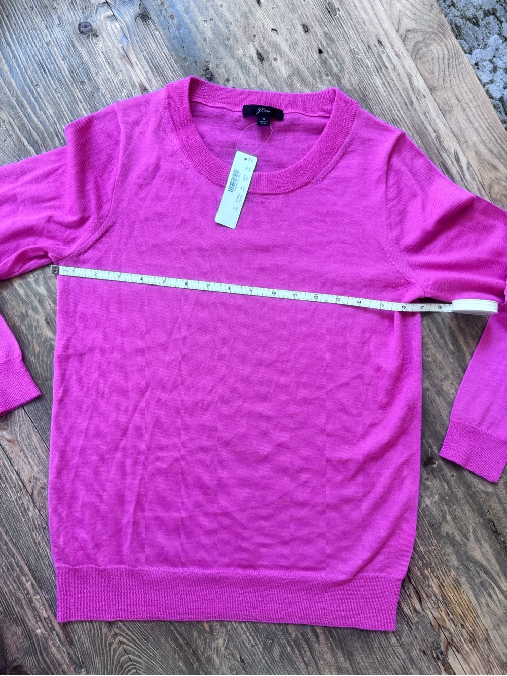 NEW-J. Crew Crewneck Sweater in Vibrant Fuchsia - Picture 3 of 8